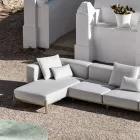 Canapé d'extérieur 3 places en aluminium avec pouf et chaise longue - Filomena Viadurini