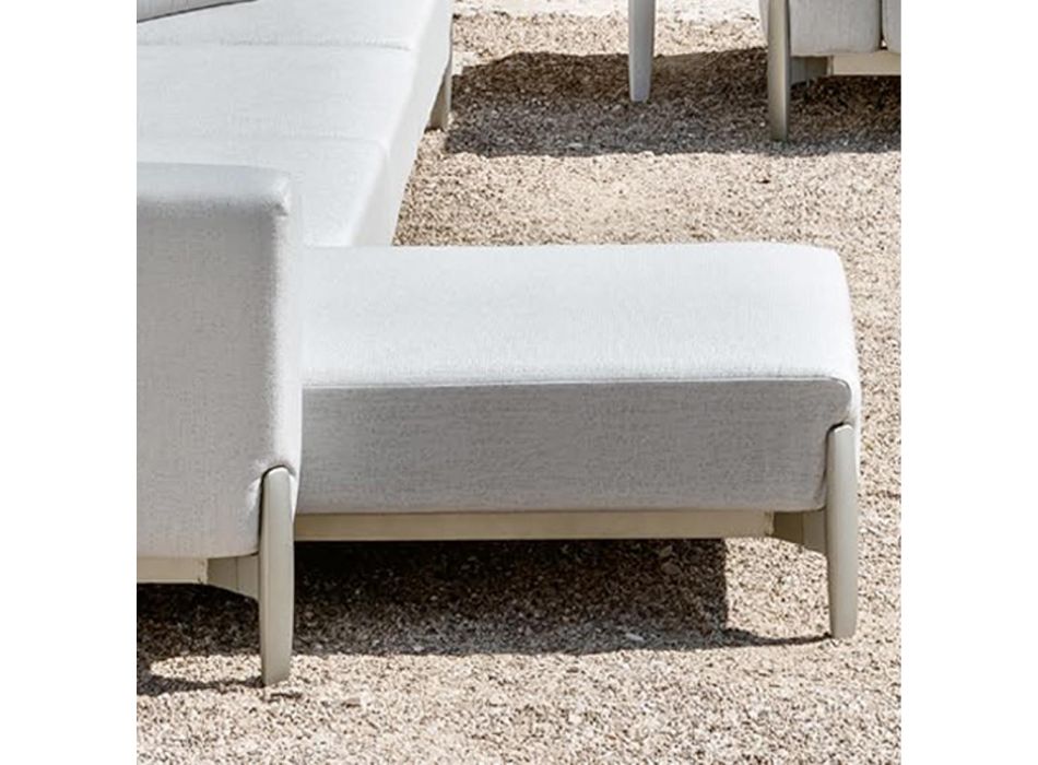 Canapé d'extérieur 3 places en aluminium avec pouf et chaise longue - Filomena Viadurini