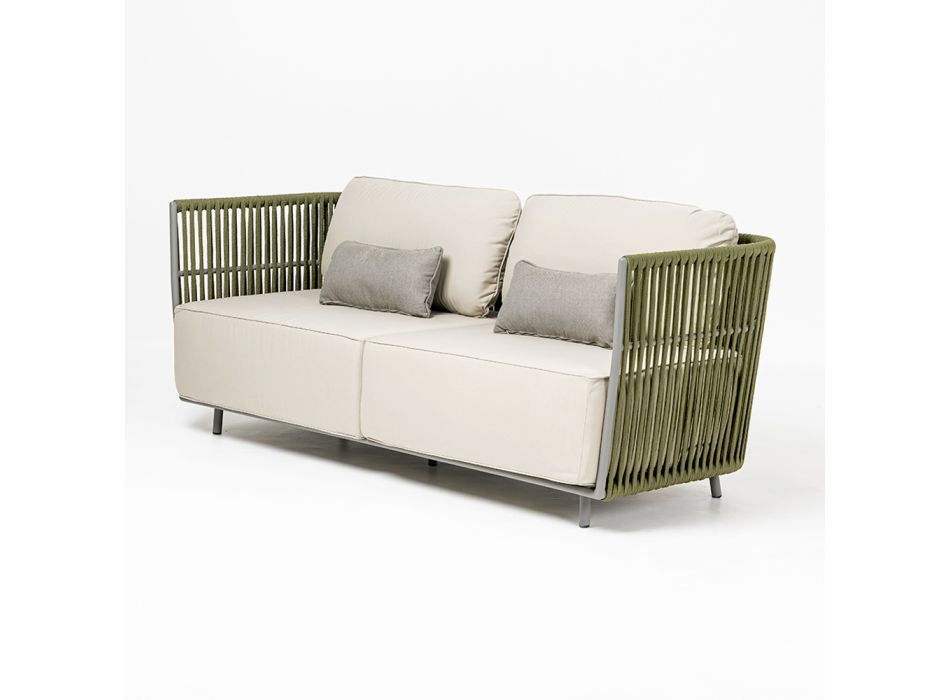 Canapé d'extérieur 3 places en aluminium et tissage - Eugene Viadurini