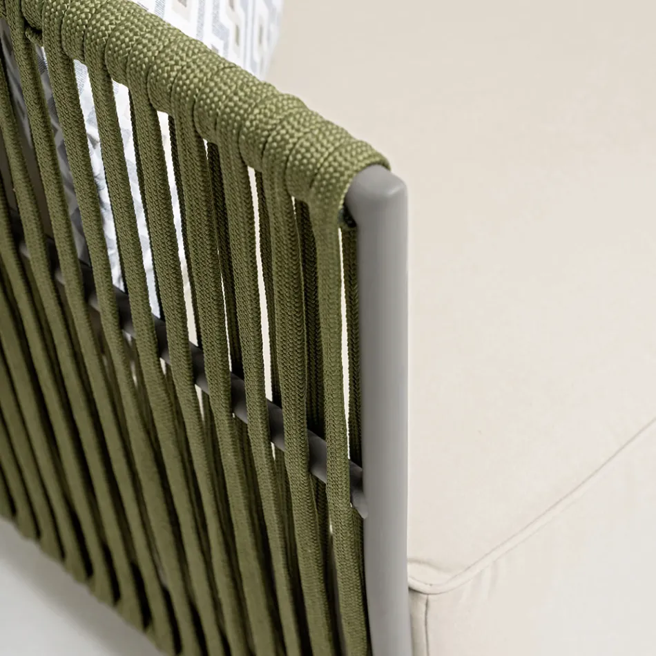 Canapé d'extérieur 3 places en aluminium et tissage - Eugene Viadurini