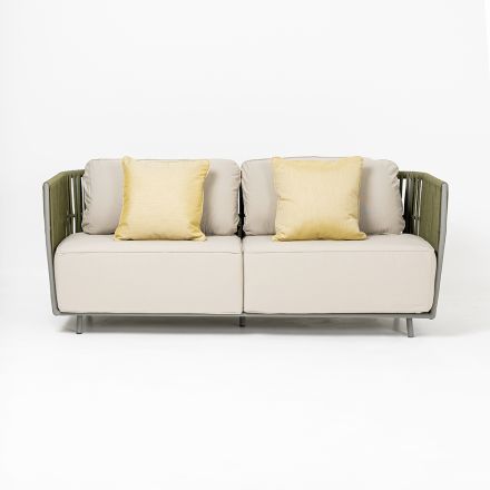 Canapé d'extérieur 3 places en aluminium et tissage - Eugene Viadurini