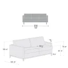 Canapé de salon 3 places en cuir, bois et métal fabriqué en Italie - Bizzarro Viadurini