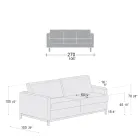 Canapé de salon 3 places en cuir, bois et métal fabriqué en Italie - Bizzarro Viadurini