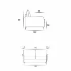 Canapé 3 tissu L.185cm design places / simili cuir fabriqué en Italie Erica Viadurini