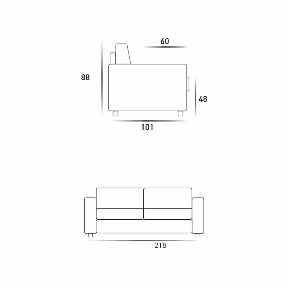 3 places maxi en cuir design moderne faux / tissu fabriqué en Italie Mora Viadurini