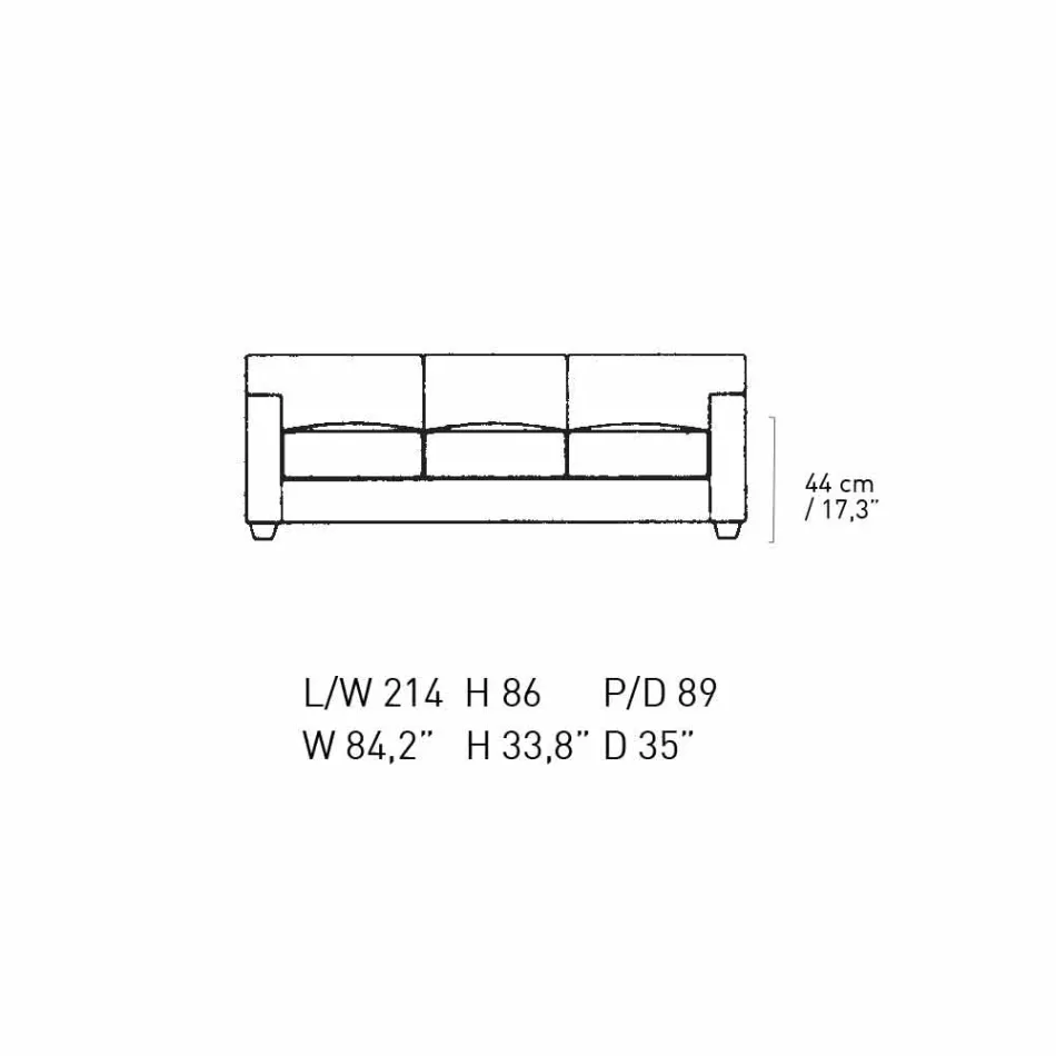 Canapé 3 Places Recouvert de Cuir avec Pieds en Noyer Fabriqué en Italie - Alessandria Viadurini