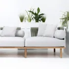 Canapé 4 places en teck, tissage de corde et coussins - Bellatrix Viadurini