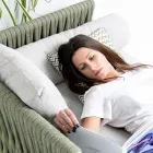 Canapé 4 places en teck, tissage de corde et coussins - Bellatrix Viadurini