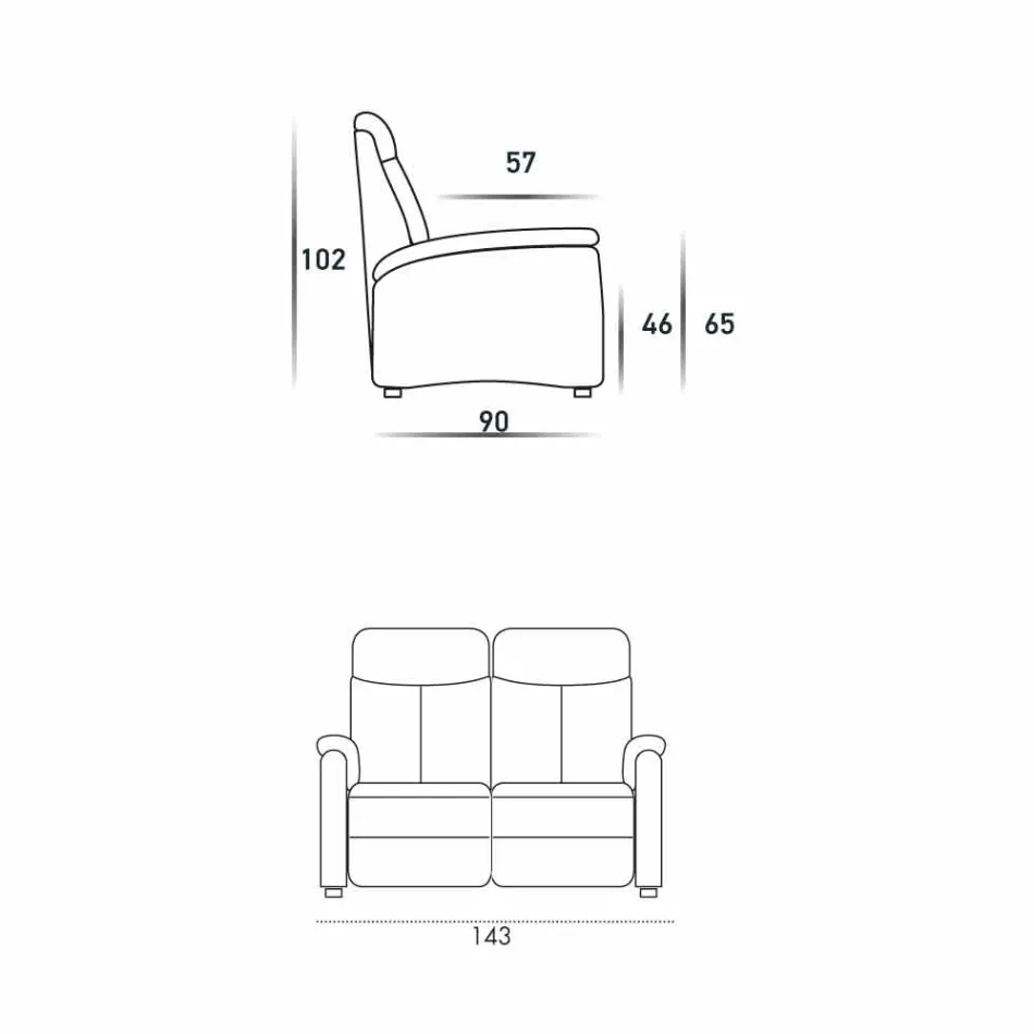 Canapé 2 places design moderne en cuir, faux cuir ou tissu Gelso Viadurini