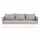Homemotion - Canapé d'extérieur 3 places design Rubio en blanc et gris Viadurini