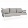 Homemotion - Canapé d'extérieur 3 places design Rubio en blanc et gris
