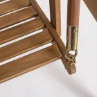 Canapé de jardin à bascule 2 places en bois d'acacia avec toile blanche - Roxen Viadurini