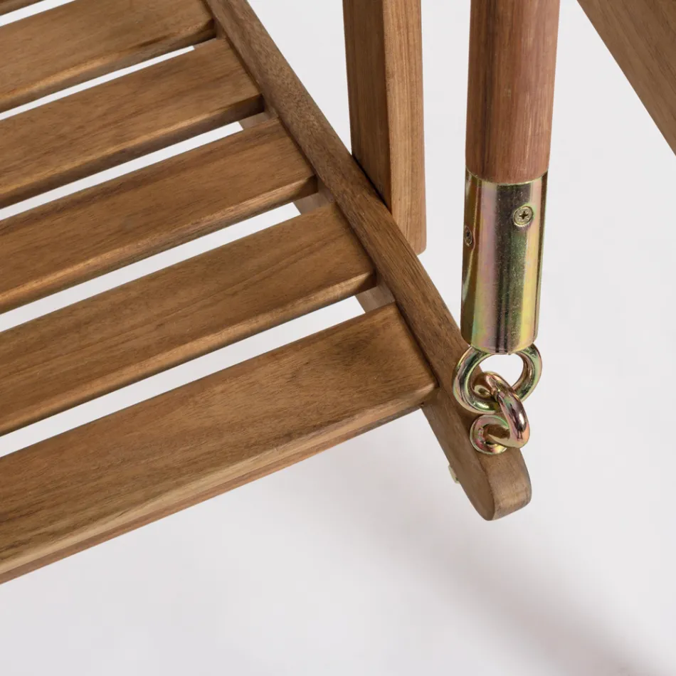 Canapé de jardin à bascule 2 places en bois d'acacia avec toile blanche - Roxen Viadurini