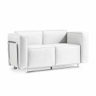 Canapé 2 places moderne en éco-cuir blanc et pièces chromées Bugola Viadurini