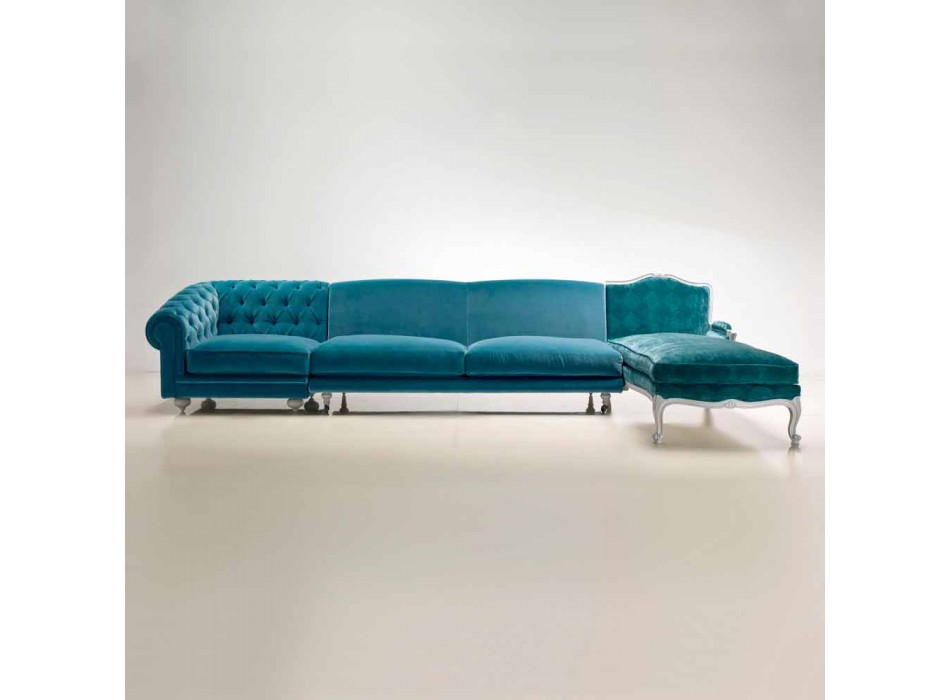 Canapé d'angle luxe design classique, fabriqué en Italie, Narciso Viadurini