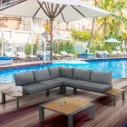 Canapé d'angle avec table basse pour extérieur et intérieur en aluminium - Mettre Viadurini