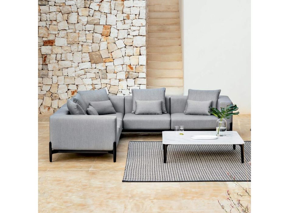 Canapé d'angle d'extérieur 5 places en aluminium 3 finitions, Luxe - Filomena Viadurini