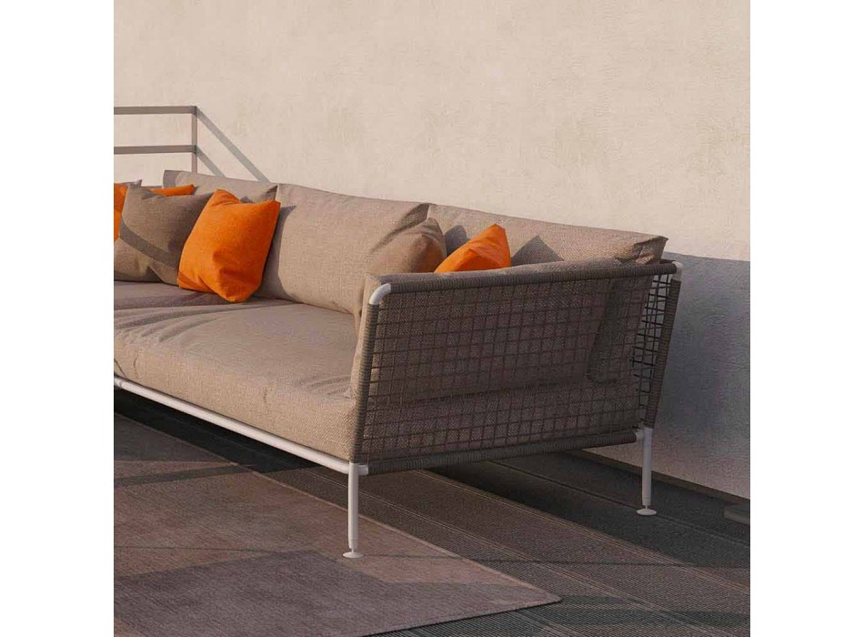 Canapé d'angle d'extérieur au design moderne en tissu gris tourterelle ou blanc - Ontario3 Viadurini
