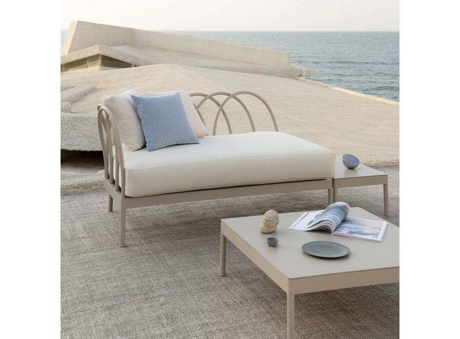 Canapé de jardin d'angle droit en aluminium fabriqué en Italie - Elrond Viadurini