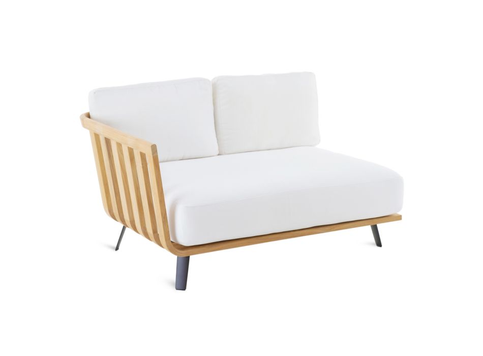 Canapé d'angle droit d'extérieur en teck et corde en option Made in Italy - Taranee Viadurini