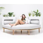 Canapé d'angle de jardin hexagonal en teck et corde - Bellatrix Viadurini