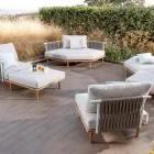 Canapé d'angle de jardin hexagonal en teck et corde - Bellatrix Viadurini