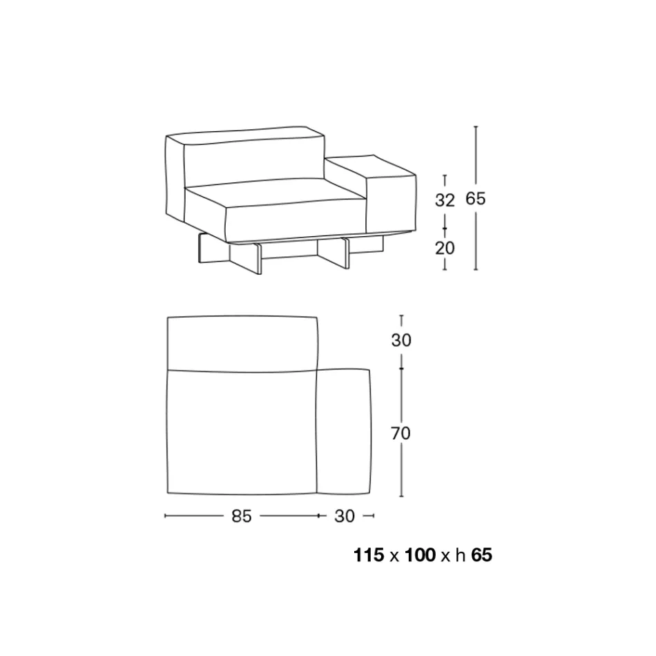 Canapé d'angle gauche avec base en verre extraclair Made in Italy - Rory Viadurini