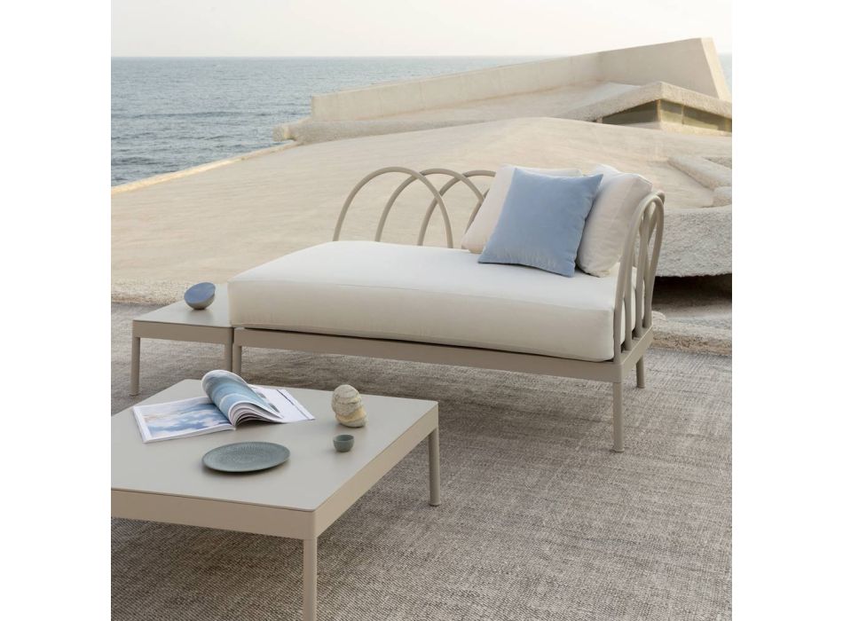 Canapé de jardin d'angle gauche en aluminium fabriqué en Italie - Elrond Viadurini