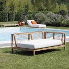 Canapé de jardin d'angle gauche en teck et WaProLace Made in Italy - Oracle Viadurini