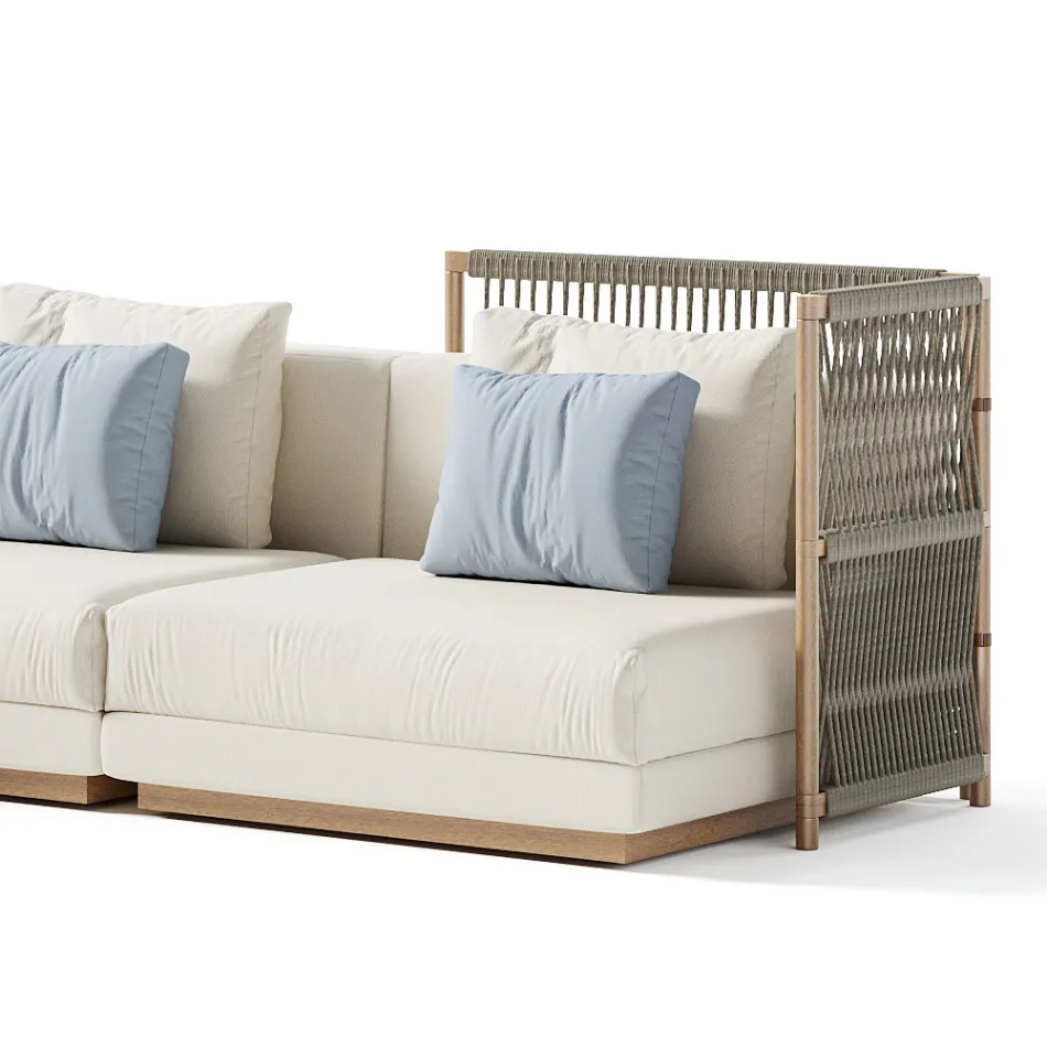 Canapé d'extérieur modulable en tissu rembourré fabriqué en Italie - Rubik Viadurini