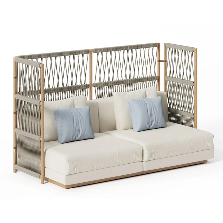 Canapé de jardin sectionnel avec structure en forme de C en bois Made in Italy - Rubik Viadurini