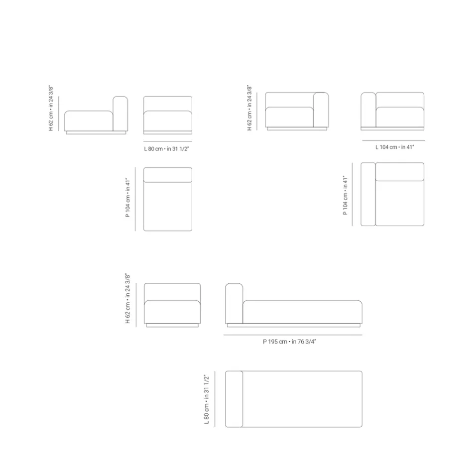 Canapé de jardin modulable en tissu hydrofuge fabriqué en Italie - Bahias Viadurini