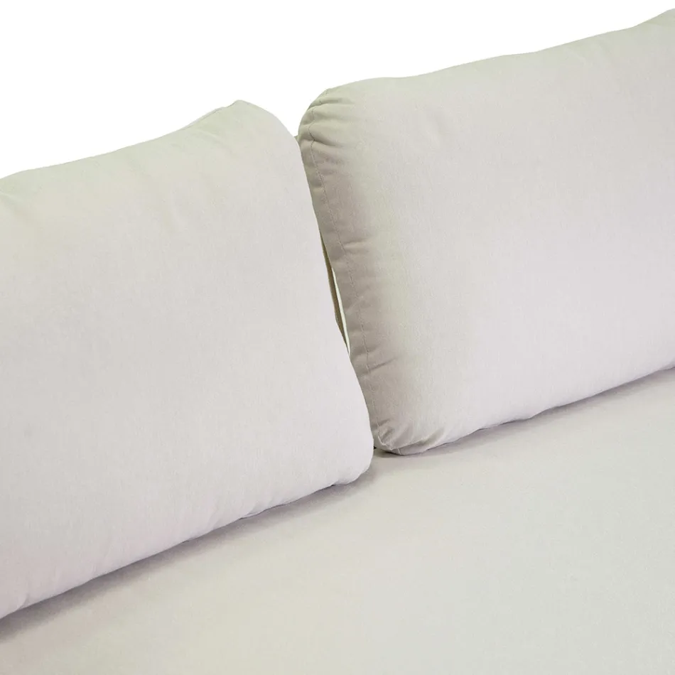 Canapé avec fauteuils et table basse en aluminium blanc pour le jardin - Tenda Viadurini