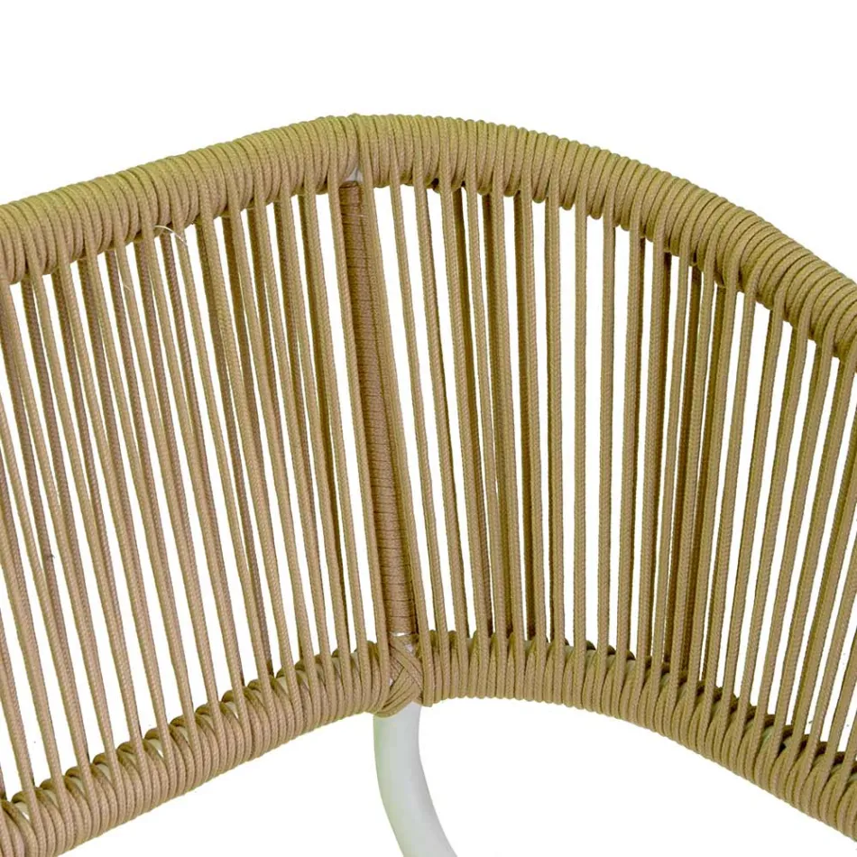 Canapé avec fauteuils et table basse en aluminium blanc pour le jardin - Tenda Viadurini