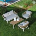 Canapé avec fauteuils et table basse en aluminium blanc pour le jardin - Tenda