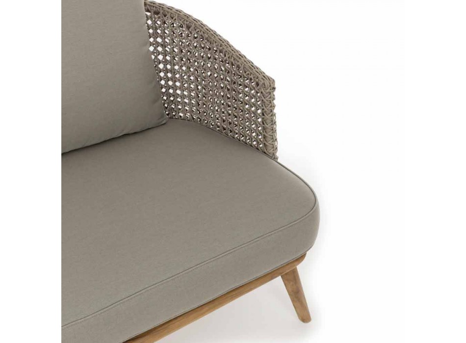Canapé d'extérieur 2 ou 3 sièges en bois et tissu Homemotion gris tourterelle - Luana Viadurini