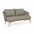 Canapé d'extérieur 2 ou 3 sièges en bois et tissu Homemotion gris tourterelle - Luana