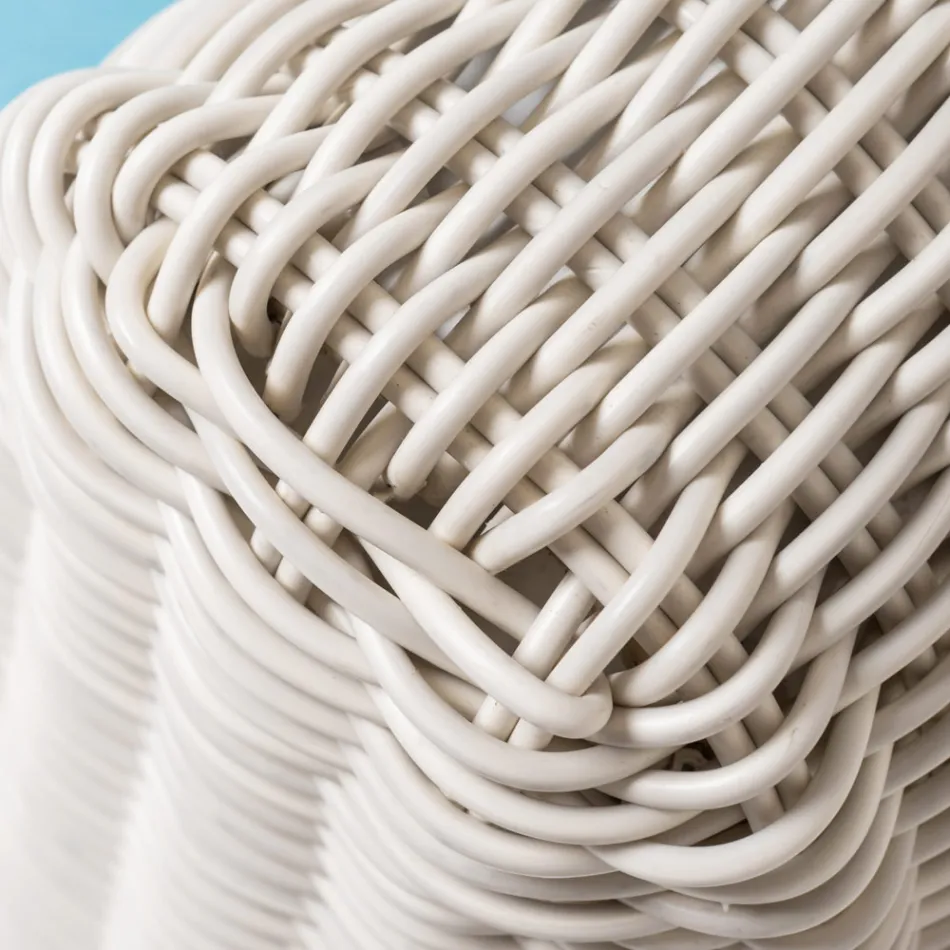 Canapé d'extérieur 3 places en polyrotin tressé - Charlie Viadurini