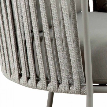 Canapé d'extérieur 2 places en métal, tissu et corde Made in Italy - Mari