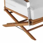 Canapé d'extérieur 3 places en bois naturel ou tissu noir et luxueux - Suzana Viadurini