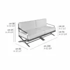 Canapé d'extérieur 3 places en bois naturel ou tissu noir et luxueux - Suzana Viadurini