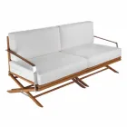 Canapé d'extérieur 3 places en bois naturel ou tissu noir et luxueux - Suzana Viadurini