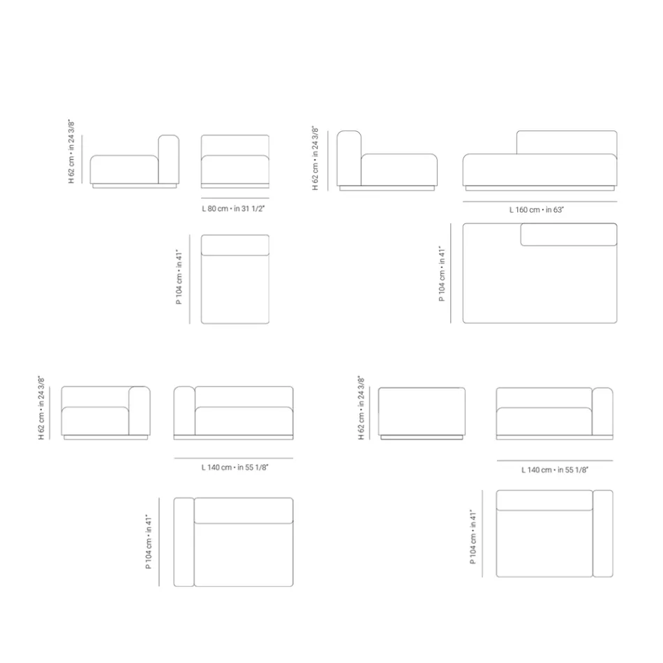 Canapé d'extérieur modulable avec rembourrage en caoutchouc drainant fabriqué en Italie - Bahias Viadurini
