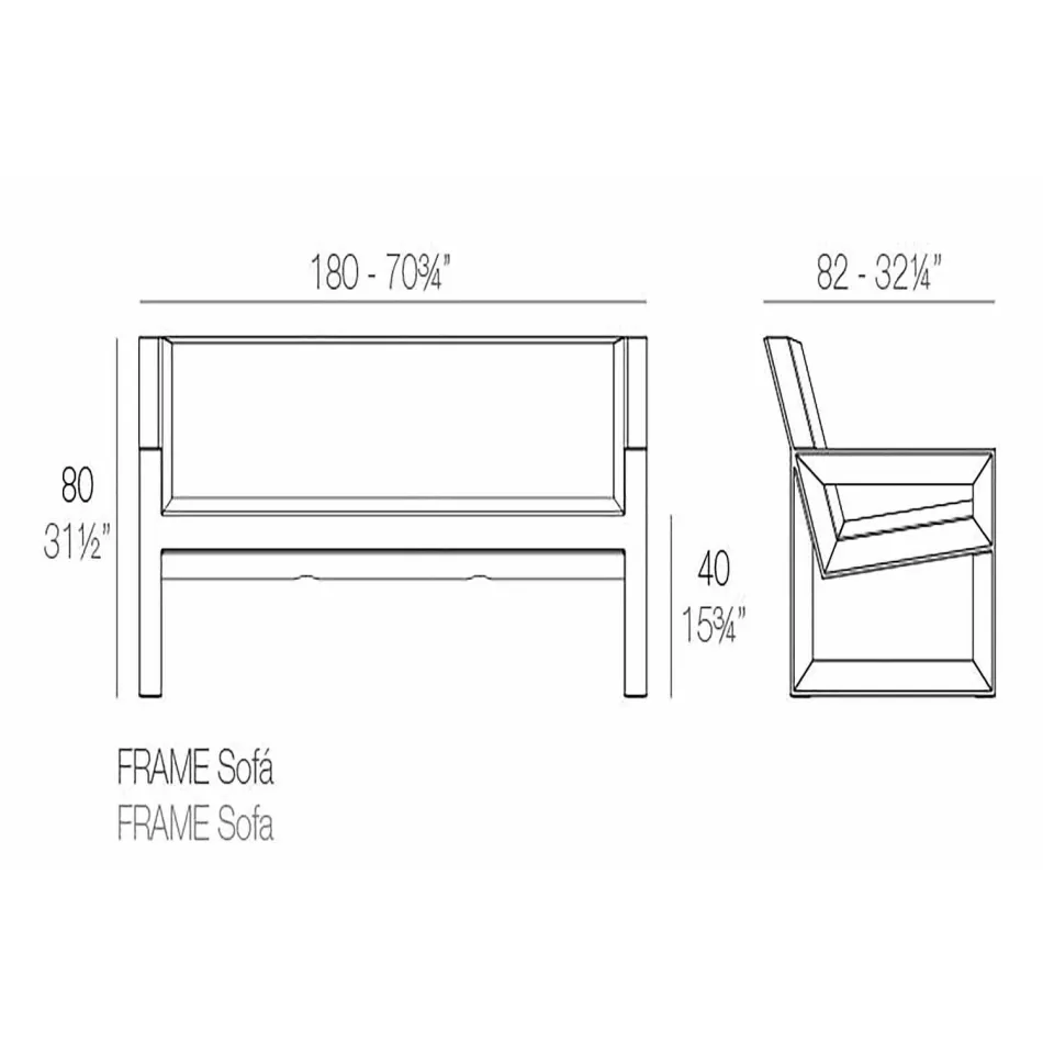 Canapé d'extérieur Frame by Vondom, en résine de polyéthylène, design Viadurini