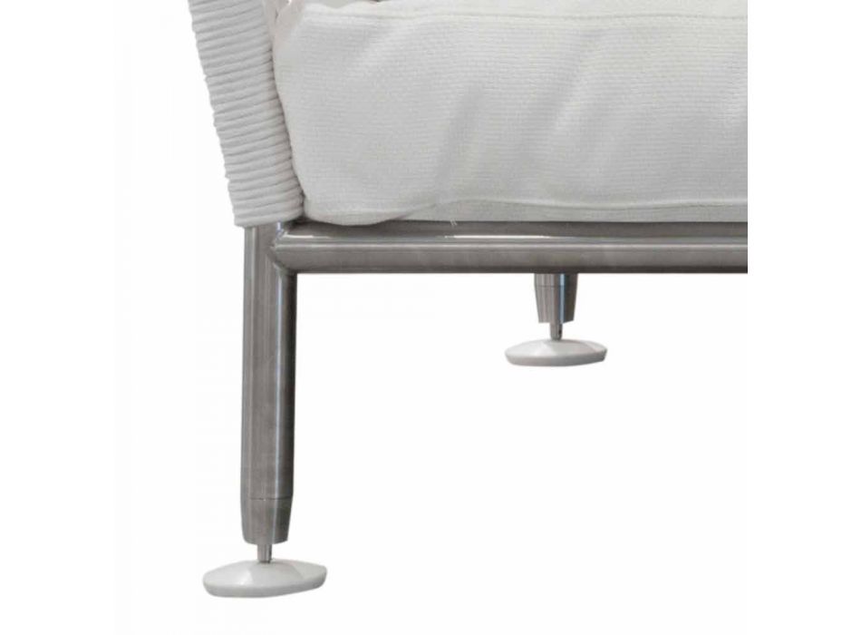 Canapé d'extérieur en acier et coussins blancs en PVC tissé - Ontario6 Viadurini
