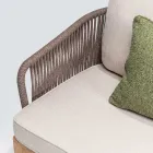 Canapé d'extérieur en teck et polyéthylène tressé - Jhon Viadurini