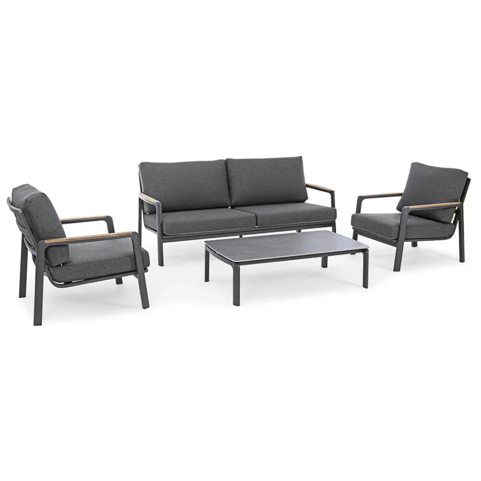 Canapé d'extérieur en tissu avec structure en aluminium, Homemotion - Cara Viadurini