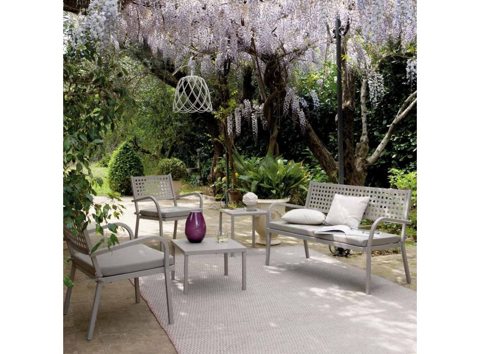 Canapé de jardin 2 places avec structure en acier Made in Italy - Nilda Viadurini