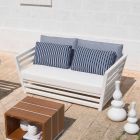 Canapé de jardin 2 places en aluminium blanc ou noir et coussins bleus - Cynthia Viadurini