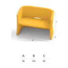 Canapé de jardin 2 places en polyéthylène coloré fabriqué en Italie - Gomez Viadurini